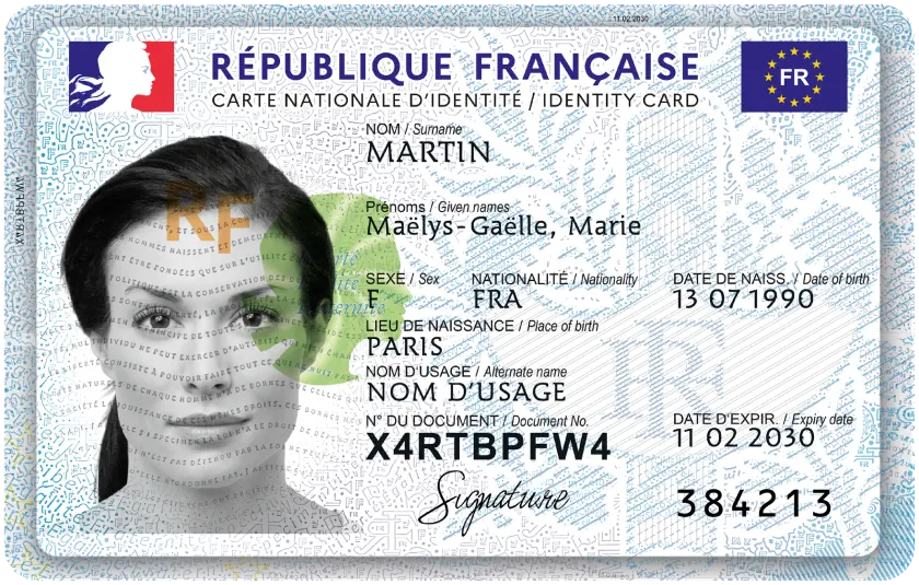 Carte nationale d'identité — spécimen
